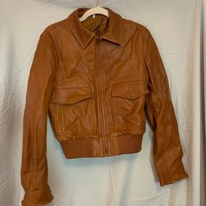 Helmet Lang Leather Bomber Jacket